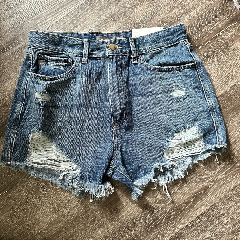 Just USA Frayed Hem Denim Shorts